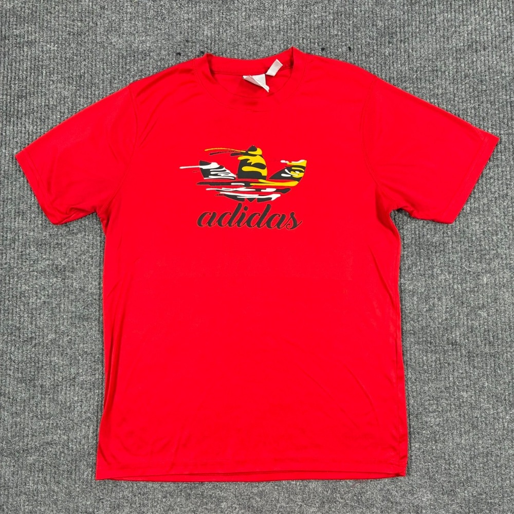 Vintage Adidas Trefoil T-Shirt Mens Size L Red Sailboat Graphic Made Egypt Y2K